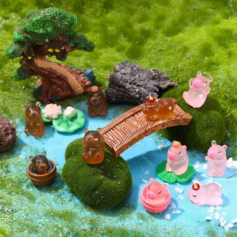 60 Pcs Mini Resin Capybara Brown Pink Tiny Capybara Miniature Animal Figurines for DIY Cake Decoration Ornaments Crafts Moss Landscape in Saudi Arabia