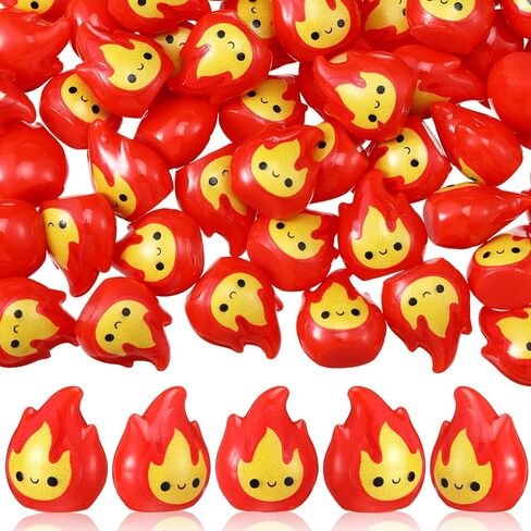 50 Pcs Miniature Fire Flame Figurines Mini Resin Smiling Flame Statue Model for Christmas Village Town Accessories DIY Mini Scene Christmas Garden Home Micro Landscape Decor in Saudi Arabia