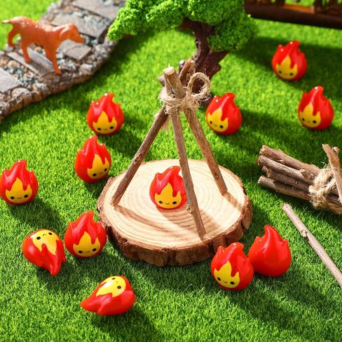 50 Pcs Miniature Fire Flame Figurines Mini Resin Smiling Flame Statue Model for Christmas Village Town Accessories DIY Mini Scene Christmas Garden Home Micro Landscape Decor in Saudi Arabia