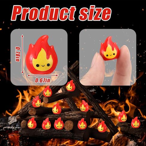 50 Pcs Miniature Fire Flame Figurines Mini Resin Smiling Flame Statue Model for Christmas Village Town Accessories DIY Mini Scene Christmas Garden Home Micro Landscape Decor in Saudi Arabia