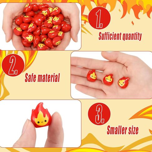 50 Pcs Miniature Fire Flame Figurines Mini Resin Smiling Flame Statue Model for Christmas Village Town Accessories DIY Mini Scene Christmas Garden Home Micro Landscape Decor in Saudi Arabia