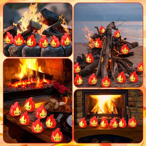 50 Pcs Miniature Fire Flame Figurines Mini Resin Smiling Flame Statue Model for Christmas Village Town Accessories DIY Mini Scene Christmas Garden Home Micro Landscape Decor in Saudi Arabia