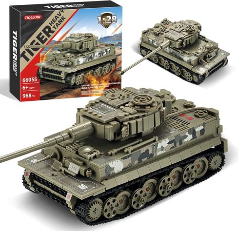 WW2 Military 1:28 Tank Building Toy Sets Compatible with Lego,Create a German Tiger Tank Building Block, Great Army Models Kits, for Boys,Kids and Adults Age 6-14 (Taupe) in Kuwait