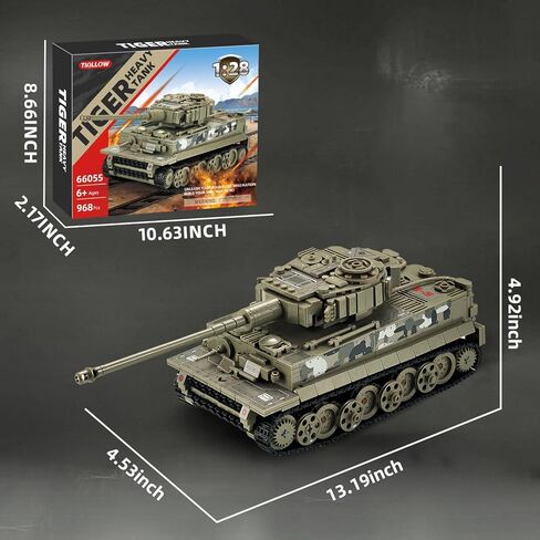 WW2 Military 1:28 Tank Building Toy Sets Compatible with Lego,Create a German Tiger Tank Building Block, Great Army Models Kits, for Boys,Kids and Adults Age 6-14 (Taupe) in Kuwait