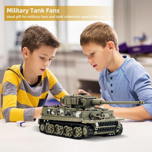 WW2 Military 1:28 Tank Building Toy Sets Compatible with Lego,Create a German Tiger Tank Building Block, Great Army Models Kits, for Boys,Kids and Adults Age 6-14 (Taupe) in Kuwait