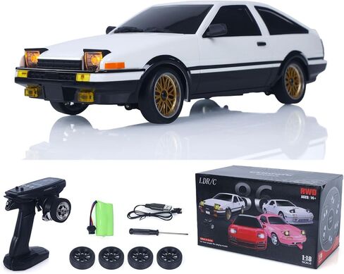 الولايات المتحدة في المخزون، 1/18 RC Drift Racing Car Rwd LDRC LD1801 سيارة التحكم اللاسلكي جيروسكوب نظام الإضاءة محرك سيرفو ESC نموذج هواية للبالغين (أبيض مع جيروسكوب) in Kuwait