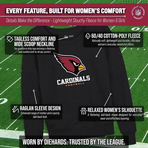 بلوفر نسائي من Team Fan Apparel بشعار NFL Ultimate Fan برقبة دائرية واسعة - بلوفر خفيف الوزن من الصوف بدون علامات - مرخص رسميًا in Kuwait