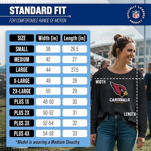 بلوفر نسائي من Team Fan Apparel بشعار NFL Ultimate Fan برقبة دائرية واسعة - بلوفر خفيف الوزن من الصوف بدون علامات - مرخص رسميًا in Kuwait