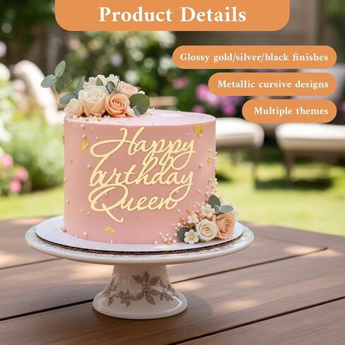 14 Pcs Happy Birthday Cake Toppers, Gold Silver Happy Birthday Princess Cake Toppers for Women, Acrylic Cupcake Decor Side Decoration Kit Girl Party Supplies in Saudi Arabia