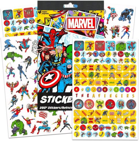 Marvel Avengers Sticker Book Set for Kids - 4 Sheets with Over 295 Avengers Stickers for Crafts, Rewards, and More | Superhero Scrapbooking Sticker Sheets in Saudi Arabia