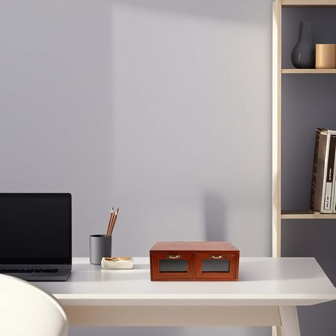 Veemoon Wood Monitor Riser with Dual Acrylic Drawers Desktop Storage Organizer for Office and Home Computer Monitor Stand with Desk Organizer Wood Screen Holder in Saudi Arabia