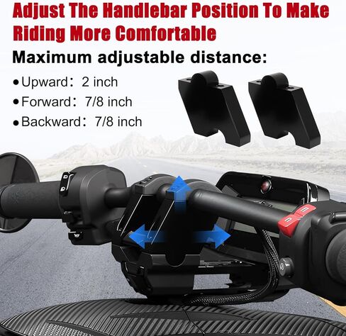 Aluminum Adjustable Motorcycle Handlebar Risers for 2019-2025 Can-Am Ryker Rally Sport 600 900, 2" Up And 7/8" Forward/Backward in Saudi Arabia