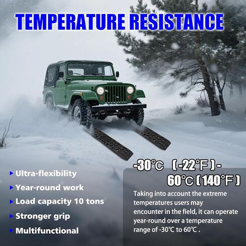 لوحات الجر للطرق الوعرة، لوحات الاسترداد مع قاعدة جاك، ملحقات الطرق الوعرة 4x4 لشاحنة سيارة جيب الدفع الرباعي، الطين، الثلج، الرمل، حصاة مع شريطين وحقيبة تخزين، أسود in Kuwait