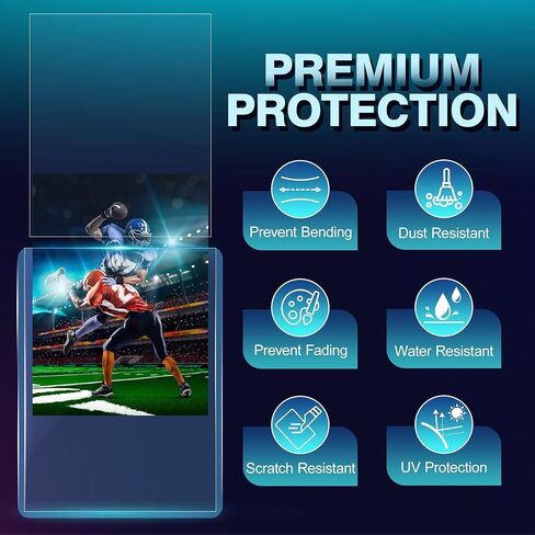 200Pcs Top Loaders for Cards (100Pcs Hard Plastic Card Holders & 100Pcs Penny Card Sleeves) 3" x 4", Card Protector Sleeves for Baseball Football Sports Cards, Standard Trading Cards in Kuwait