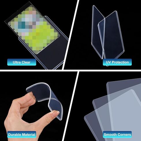 200Pcs Top Loaders for Cards (100Pcs Hard Plastic Card Holders & 100Pcs Penny Card Sleeves) 3" x 4", Card Protector Sleeves for Baseball Football Sports Cards, Standard Trading Cards in Kuwait