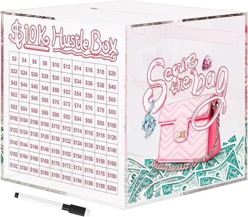 10K Smash Box Money Saving Challenge, Clear Acrylic Piggy Bank for Adults, Break to Open Cash Vault, Cash and Coin Collection Box (5.7 inch) in Saudi Arabia