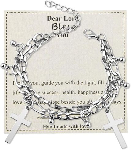 YangQian Religious Christian Gifts for Men Teen Boys Catholic Rosary Beaded Cross Bracelet for Dad Son Birthday Christmas Gift Ideas in Kuwait