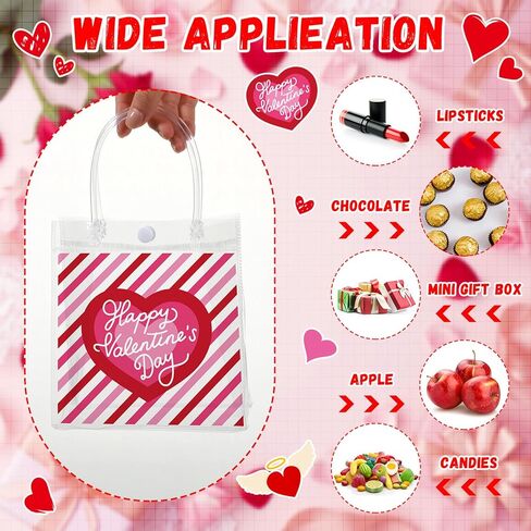 Sweetude 24 Pcs Merry Christmas Bohemian Clear Gift Bags with Handles 6.3x 5.9 x 2.7 Inches Xmas Party Favor Plastic Christmas Candy Treat Goodie Bag for Holiday Winter Wedding Birthday Party Supplies in Saudi Arabia