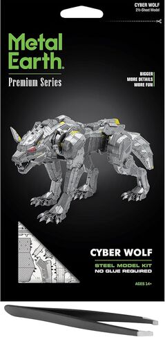 Fascinations Metal Earth Premium Series Cyber Wolf 3D Metal Model Kit Bundle with Tweezers in Saudi Arabia