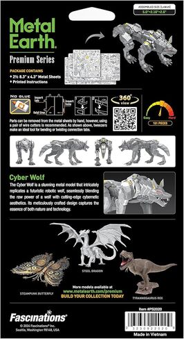 Fascinations Metal Earth Premium Series Cyber Wolf 3D Metal Model Kit Bundle with Tweezers in Saudi Arabia