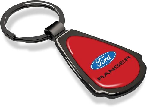 iPick Image for Ford Ranger Red Dome Metal Teardrop Premium Key Chain Keychain, Officially Licensed in the USA in Saudi Arabia