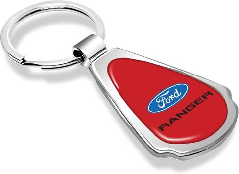 iPick Image for Ford Ranger Red Dome Metal Teardrop Premium Key Chain Keychain, Officially Licensed in the USA in Saudi Arabia
