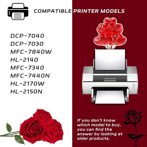 خرطوشة حبر TN-360 متوافقة مع طابعات Brother DCP-7040 DCP-7030 MFC-7840W HL-2140 MFC-7340 MFC-7440N HL-2170W HL-2150N، مع رقاقة، عالية الإنتاجية 3600 صفحة، طباعة شفافة (عبوتان باللون الأسود) in Kuwait