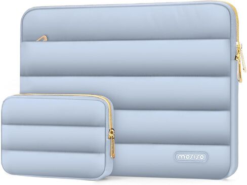 حافظة MOSISO متوافقة مع جهاز MacBook Air 13 بوصة 2024-2022 M3 A3113 M2 A2681 Touch ID، غطاء بلاستيكي صلب وغطاء لوحة مفاتيح وفيلم شاشة ومحول من النوع C وحقيبة أفقية من البوليستر، أزرق فاتح وأزرق فاتح in Saudi Arabia