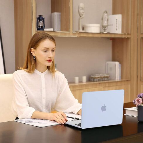 حافظة MOSISO متوافقة مع جهاز MacBook Air 13 بوصة 2024-2022 M3 A3113 M2 A2681 Touch ID، غطاء بلاستيكي صلب وغطاء لوحة مفاتيح وفيلم شاشة ومحول من النوع C وحقيبة أفقية من البوليستر، أزرق فاتح وأزرق فاتح in Saudi Arabia