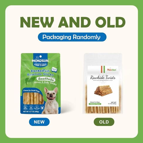 MON2SUN Dog Treats, 5 Inch Natural Flavor Rawhide Twist Sticks, 25.4oz in Saudi Arabia