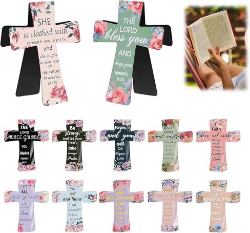 12 Pcs Magnetic Cross Bookmarks, Christian Bible Verse Bookmark Set, Religious Bible Verses Bookmarks Christmas Gifts,Bible Study, Inspirational Page Clips for Scripture Journaling in Saudi Arabia