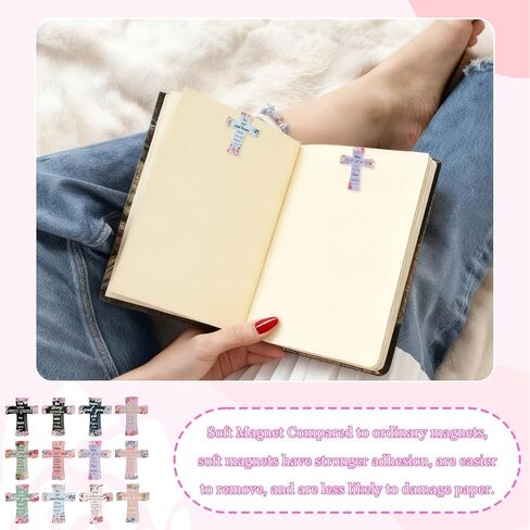 12 Pcs Magnetic Cross Bookmarks, Christian Bible Verse Bookmark Set, Religious Bible Verses Bookmarks Christmas Gifts,Bible Study, Inspirational Page Clips for Scripture Journaling in Saudi Arabia