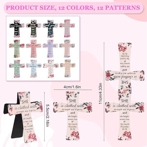 12 Pcs Magnetic Cross Bookmarks, Christian Bible Verse Bookmark Set, Religious Bible Verses Bookmarks Christmas Gifts,Bible Study, Inspirational Page Clips for Scripture Journaling in Saudi Arabia