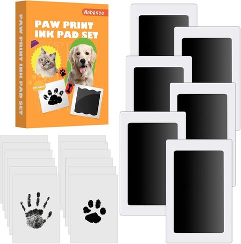 Nabance Paw Print Kit for Dog Cats, Pet Paw Print Impression Kit, 4 Inkless Print Pads, 8 Imprint Cards, Nose Print Stamp Pad for Dogs, Clean Touch Pet Footprint Kit, Pet Paw Ink Pad Family Keepsake in Kuwait