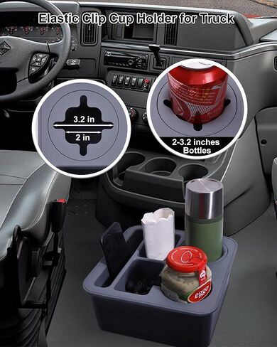 Couch Cup Holder Tray, Bonfixe Elastic Clip Stable Back Seat Cup Holder for Cars, 4 Anti-Slip Pads & Food-Grade Silicone Car Caddy Organizer for Bed, Truck, Home, Office, Boat (Black) in Saudi Arabia