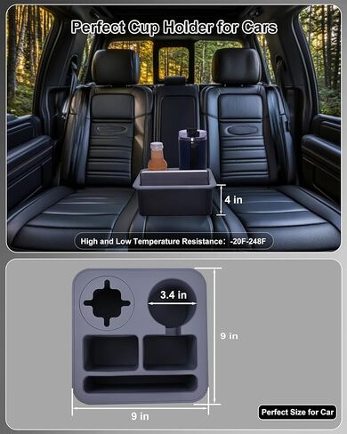 Couch Cup Holder Tray, Bonfixe Elastic Clip Stable Back Seat Cup Holder for Cars, 4 Anti-Slip Pads & Food-Grade Silicone Car Caddy Organizer for Bed, Truck, Home, Office, Boat (Black) in Saudi Arabia