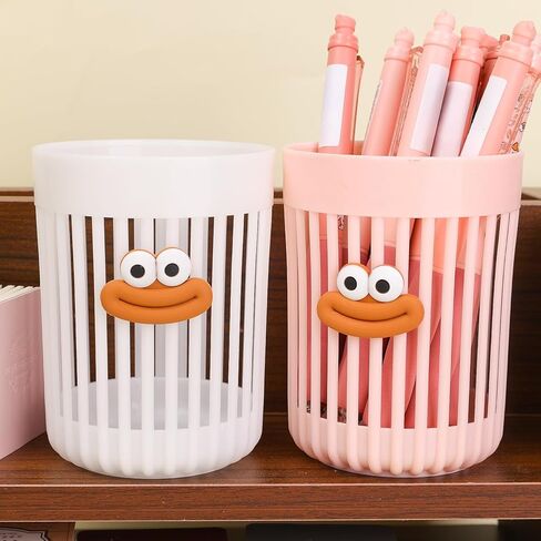 2 Colors/Set Cartoon Big Mouth Plastic Hollow Pencil Holder Cute Pen Holders Cup Office Stationery Accessories 10.5 * 8cm in Saudi Arabia