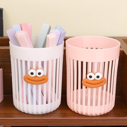 2 Colors/Set Cartoon Big Mouth Plastic Hollow Pencil Holder Cute Pen Holders Cup Office Stationery Accessories 10.5 * 8cm in Saudi Arabia