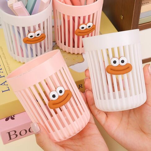 2 Colors/Set Cartoon Big Mouth Plastic Hollow Pencil Holder Cute Pen Holders Cup Office Stationery Accessories 10.5 * 8cm in Saudi Arabia