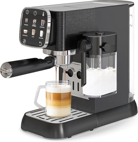 Coffee Machine 20 Bar Pressure, Stainless Steel Espresso Maker Cappuccino, And Macchiato With Milk Frother 2.8l Water Tank, Commercial Espresso Machine Barista Kit, For Latte in Saudi Arabia