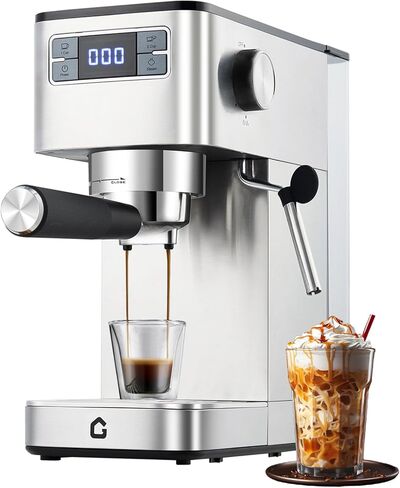 Coffee Machine 20 Bar Pressure, Stainless Steel Espresso Maker Cappuccino, And Macchiato With Milk Frother 2.8l Water Tank, Commercial Espresso Machine Barista Kit, For Latte in Saudi Arabia