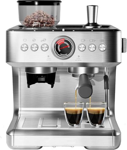 Coffee Machine 20 Bar Pressure, Stainless Steel Espresso Maker Cappuccino, And Macchiato With Milk Frother 2.8l Water Tank, Commercial Espresso Machine Barista Kit, For Latte in Saudi Arabia