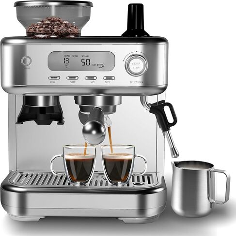 Coffee Machine 20 Bar Pressure, Stainless Steel Espresso Maker Cappuccino, And Macchiato With Milk Frother 2.8l Water Tank, Commercial Espresso Machine Barista Kit, For Latte in Saudi Arabia