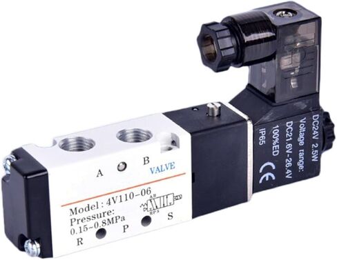 4V110-06 Air Solenoid Valves 2 Position 5 Port 1/8" Pneumatic Control Valve DC12V DC24V AC110V AC220V(24v) in Kuwait