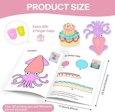 3D Printing Drawing Book, Reusable Colorful 40 Patterns Thick Paper Template with a Clear Plate, Painting Graffiti Template for 3D Pen Kids DIY Gift in Saudi Arabia