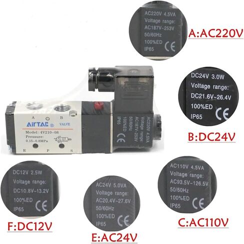 5/2 Way Air Control Valve 4V210-08 1/4" port 0.15~0.8 Mpa Pneumatic Solenoid Valve(4V210-08E) in Kuwait