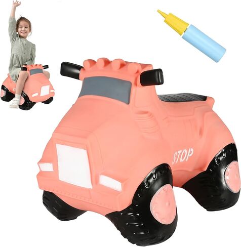 INPANY Teddy Bear Bouncy Horse Hopper Toys, Toddlers Bouncing Animal, Inflatable Hopping Buddies, Kid Ride on Rubber Bouncer, Outdoor Indoor Baby Cute Birthday Gifts for 2 3 4 Year Old Girls Boys in Kuwait