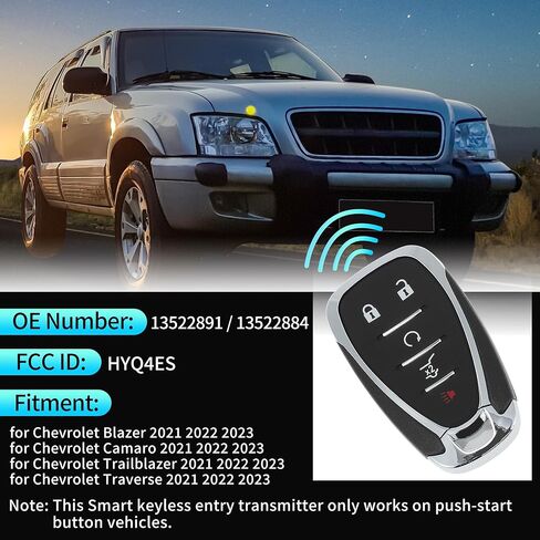 X AUTOHAUX HYQ4ES 434 ميجاهرتز استبدال مفتاح ذكي عن بعد للدخول بدون مفتاح فوب لسيارة شيفروليه بليزر كامارو تريل بليزر ترافيرس 2021 2022 2023 رقم 13522891/13522884 5 أزرار in Saudi Arabia