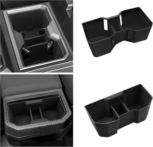 YOJOJOCO حامل أكواب مكون من قطعتين متوافق مع ملحقات Toyota Tacoma 2024 2025 2026 منظم وحدة التحكم المركزية من مادة السيليكون الأمامية والخلفية in Kuwait