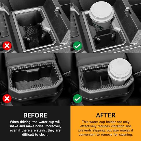 YOJOJOCO حامل أكواب مكون من قطعتين متوافق مع ملحقات Toyota Tacoma 2024 2025 2026 منظم وحدة التحكم المركزية من مادة السيليكون الأمامية والخلفية in Kuwait